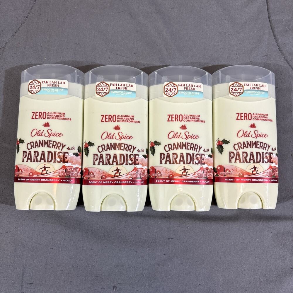 4 PACK ~ OLD SPICE CRANBERRY PARADISE Limited Edition Deodorant No Aluminum 3oz